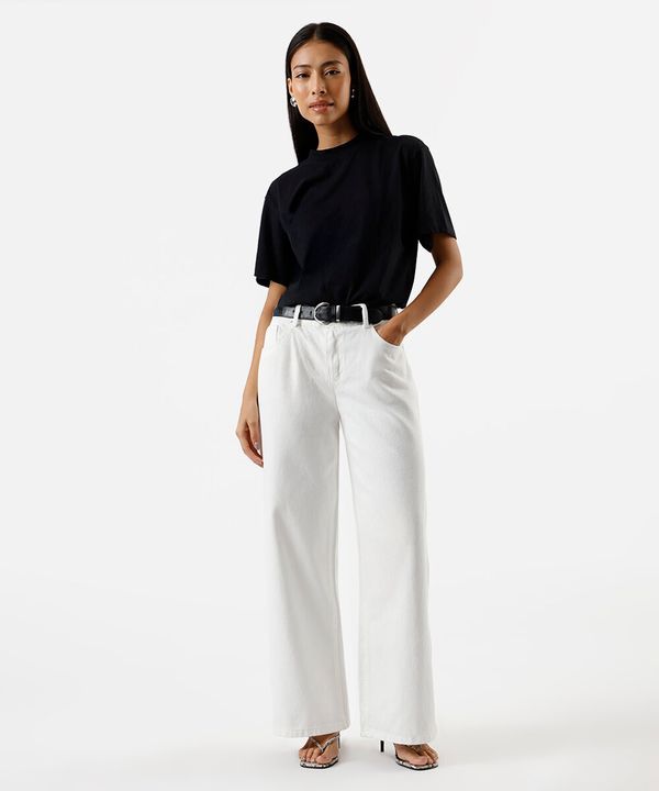 calça boyfriend feminina de sarja off white 38
