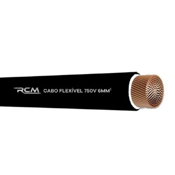 Fio Cabo Flexivel 750V 6mm para Instalacao Eletrica Residencial e Industrial Preto RCM Cabos Eletricos Fio Cabo Flexivel 750V 6mm para Instalacao Segura Preto RCM Cabos Eletricos