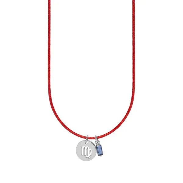 Colar de Signo Virgem Vermelho com Zircônia e Aço Vermelho Ajustável