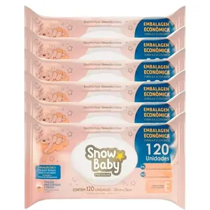 Kit Lenço Umedecido Infantil Snow Baby Premium Com 120 Unidades - 6 Unidades