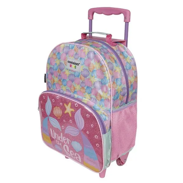 Mala Escolar G com Rodinhas Infantil Menina Sereia Under The Sea Container Kids