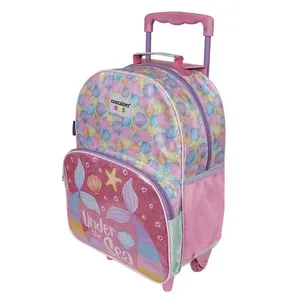 Mala Escolar G com Rodinhas Infantil Menina Sereia Under The Sea Container Kids