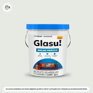 Tinta Acrílica Standard Semibrilho Glasu Suvinil Balde 3,6L Brilho Prático Branco Gelo (MP)