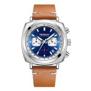 Relógio de Pulso Masculino Multifuncional Analógico Quartzo Pulseira de Couro com Luz Noturna Azul Relógio de Pulso Masculino Analógico Quartzo Couro Luz Noturna Azul