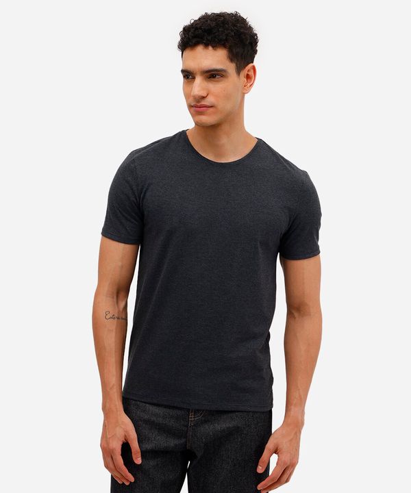 camiseta slim básica manga curta cinza M