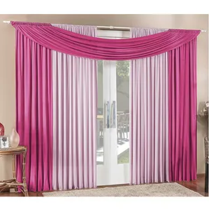 Cortina Alana 2,00m x 1,70m Rosa com Pink Tecido Malha Para Sala ou Quarto