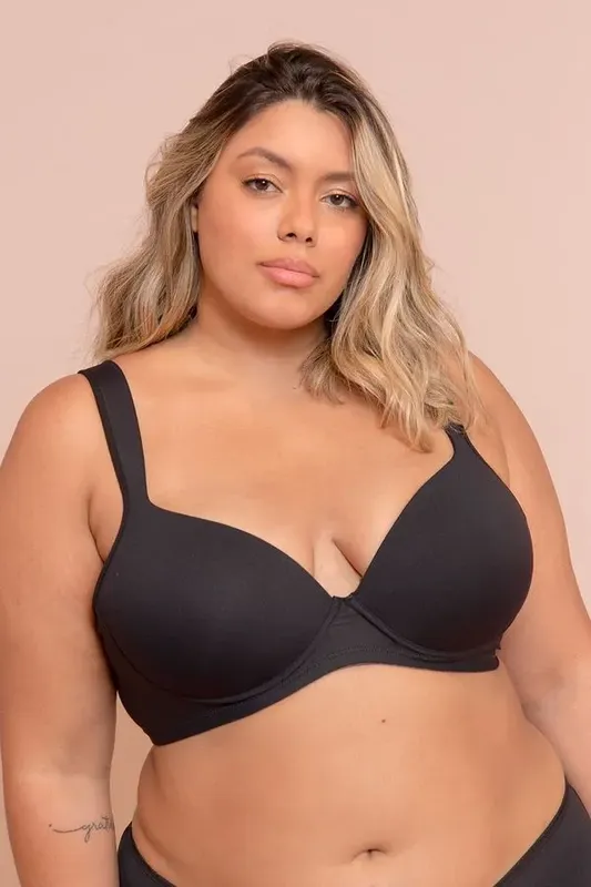 Sutiã Alças Soft Busto Médio Plus Size Preto-50