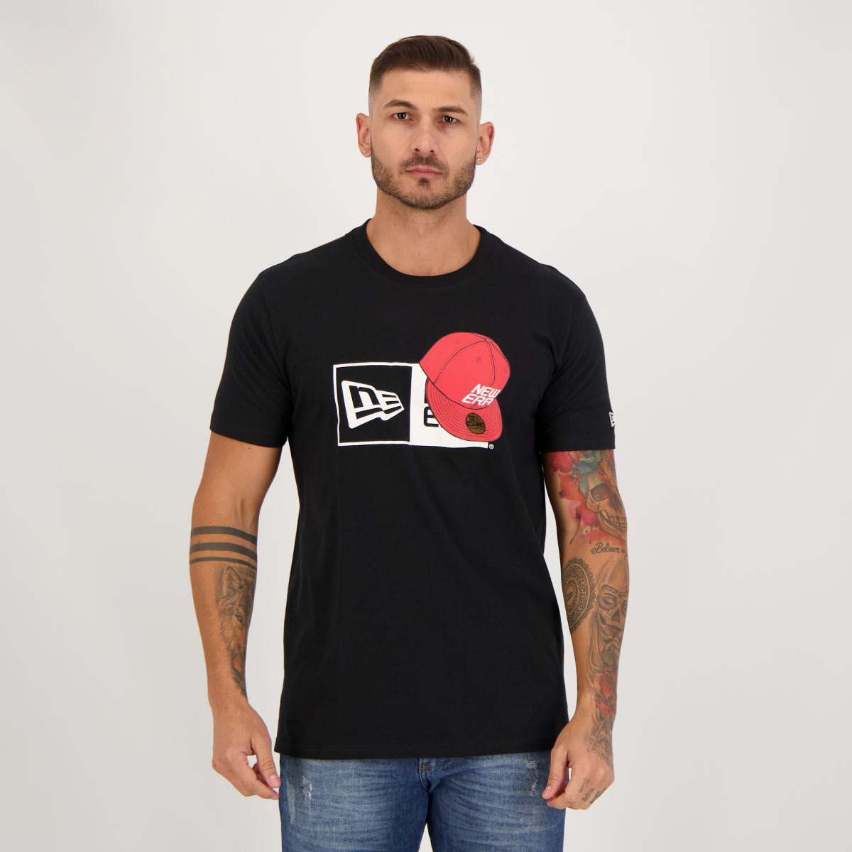 Camiseta New Era Branded Logo Box Cap Preta