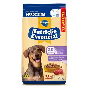 Ração para Cachorro Pedigree Nutrição Essencial Sabor Carne ao Leite 10,1kg
