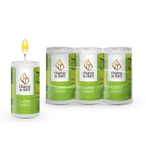 Kit 3 Velas Perfumadas Capim Limão 40g Ref.40LIMBR - Chama de Ouro