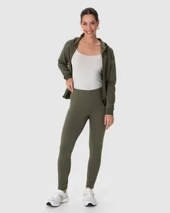 Calça Legging Básica Feminina Em Moletom Stretch Flanelado Verde - GG
