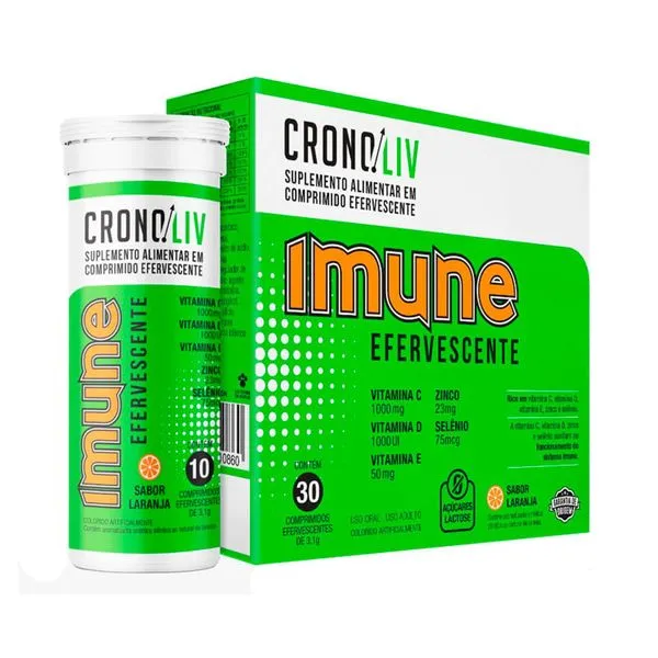 Suplemento Alimentar Cronoliv Imune Sabor Laranja 30 Comprimidos Efervescentes