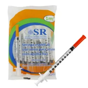 Seringa de Insulina 1 ml com Agulha Com 10 Unidades