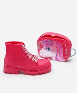 coturno infantil com bolsa barbie rosa 28