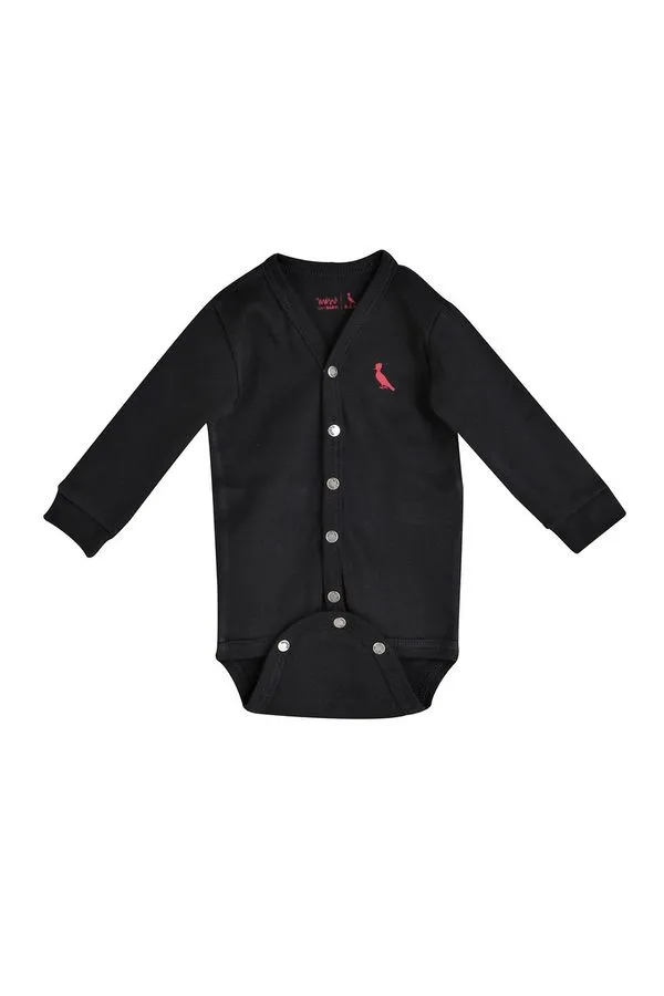 Macacao Mini Baby Aberto Ml Preto - 12-18