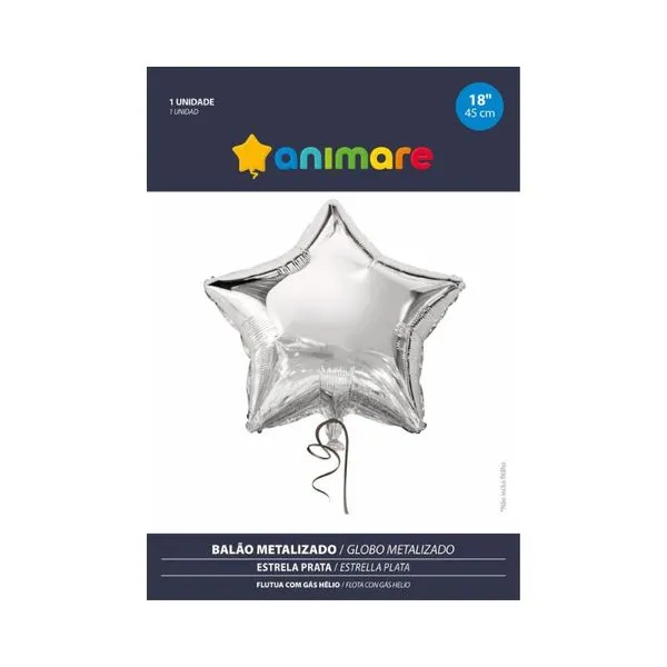 Balão BR Festas Estrela Prata BALAO BR FESTAS ESTRELA PRATA