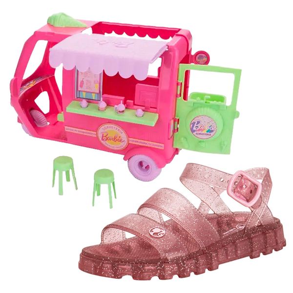 Kit Sandália Infantil Barbie e Sorveteria Grendene Kids 23221 ROSA 01 23/24