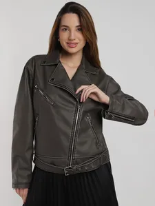 Jaqueta Biker Estonada Autentique Feminina PRETO GG