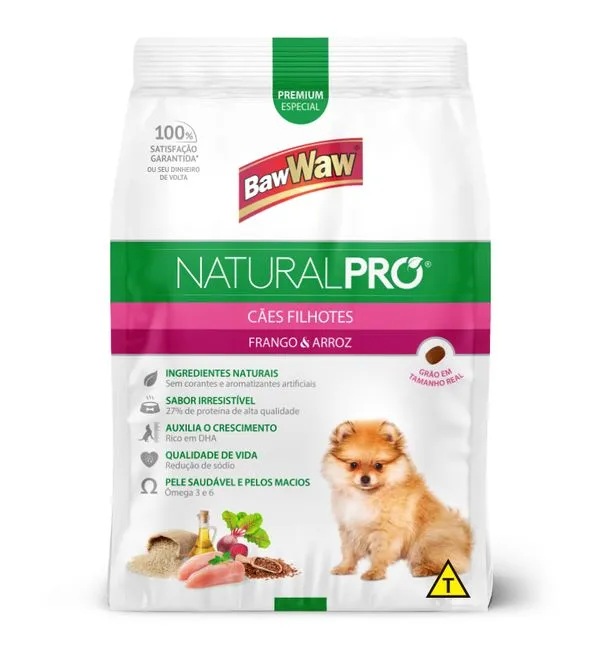 Ração Baw Waw Natural Pró Filhote Frango e Arroz 1kg