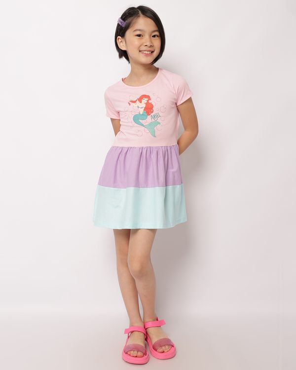 Vestido Infantil Curto Três Marias Disney Estampa Ariel Rosa 8