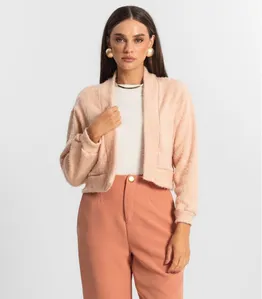 Cardigan Feminino Tricot Felpudo Endless Rosa M