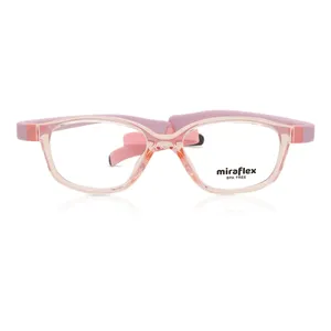 Armação de Óculos de Grau Miraflex MF4007 Feminino Quadrado Acetato Rosa