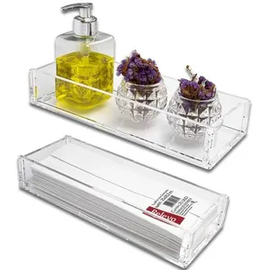 Bandeja Decorativa para Lavabo Toalheiro Clássica para Organizar Itens e porta-toalhas em Acrílico Cristal Transparente Bandeja Decorativa para Lavabo Toalheiro Clássica em Acrílico Cristal Transparente Centauri