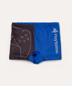 sunga boxer infantil playstation proteção uv colorido 10