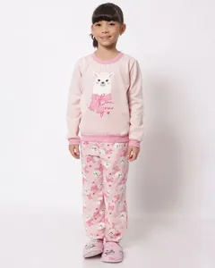 Pijama Infantil Moletinho Longo Estampa Lhama Rosa 4