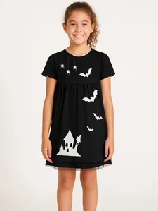 Vestido Tule Halloween Infantil Para Menina- PRETO 10