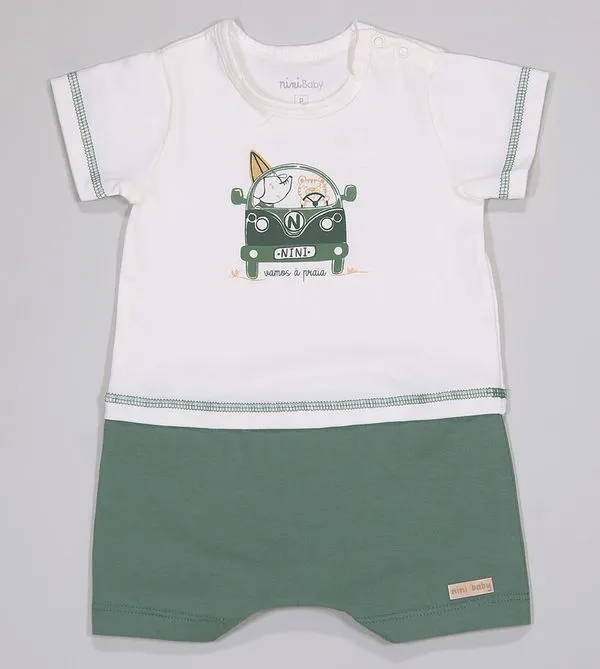 Macaquinho Vamos à Praia - N6538 De 3 a 12 meses Verde - M