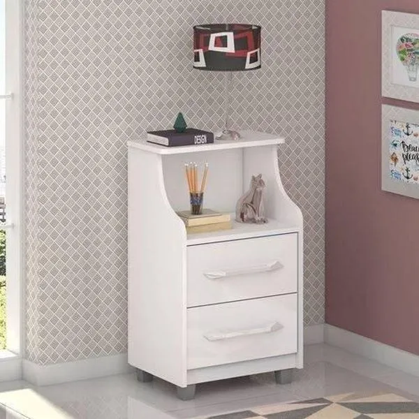 Mesa De Cabeceira Topázio Branco - Vitamov