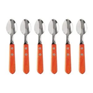Kit 6 Colheres de Sobremesa Inox Cabo Madeira 17,1x2,9cm CK5802 - Clink