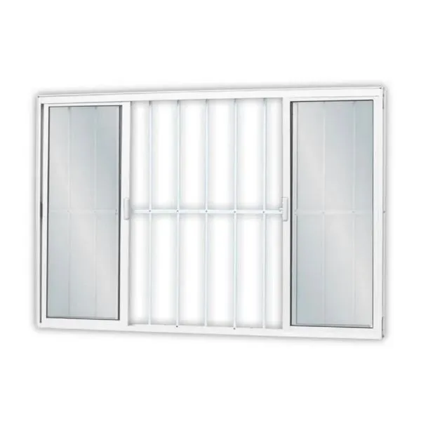 Janela De Correr Em Alumínio Com Grade Vidro Mini Boreal 4 Folhas MGM 100x120cm Soft Branco (MP)