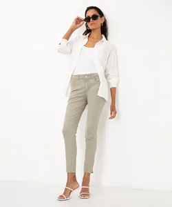calça de sarja super skinny cintura média verde 40