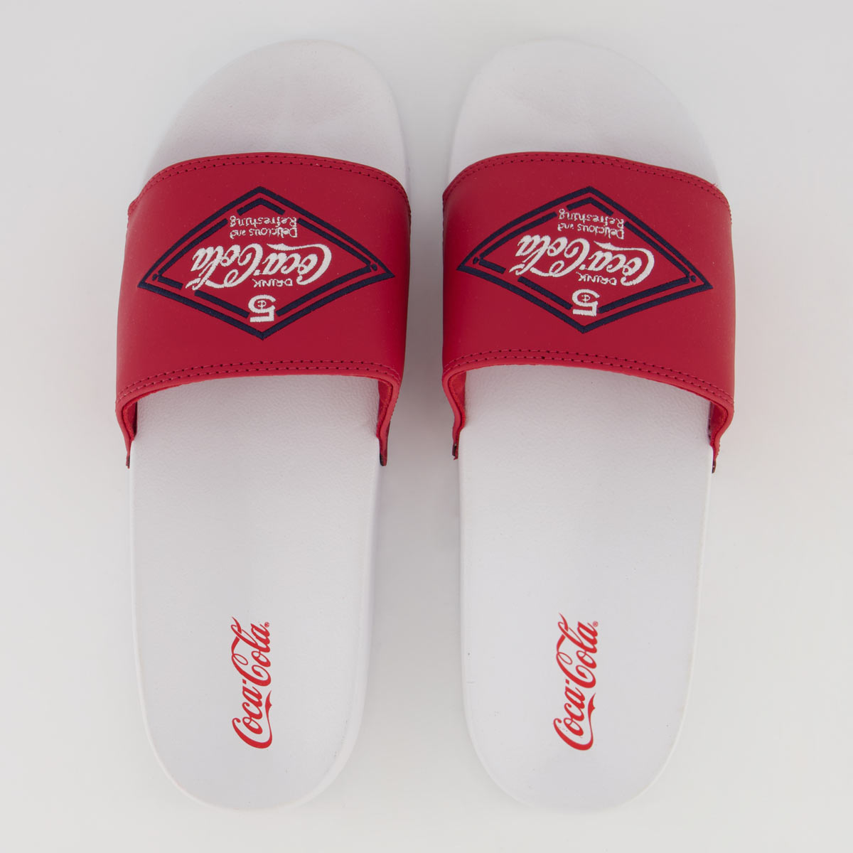 Chinelo Coca Cola Slide Blakce Branco e Vermelho