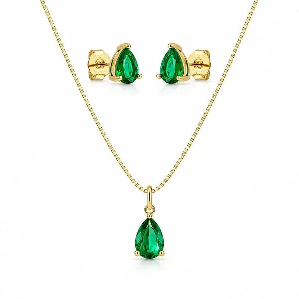 Conjunto Colar e Brincos Atraktiva Jóias Zircônio Gota Semijoia Banhada a Ouro 18k 0,9CM Dourado Conjunto Colar e Brincos Atraktiva Jóias Zircônio Gota Ouro 18k Dourado