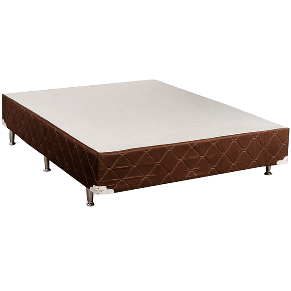 Box Base 158x198x38cm, Pés PVC, Marrom Liso - Sonho