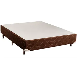 Box Base 158x198x38cm, Pés PVC, Marrom Liso - Sonho