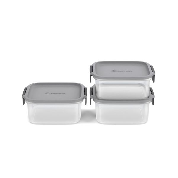 Potes Herméticos de Plástico Electrolux Cinza 3 Unidades Empilháveis Modulares