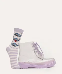 bota coturno infantil lillo e stitch lilás 31-32