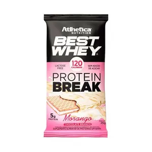 Best Whey Protein Break Atlhetica Nutrition Sabor Morango com Cobertura Chocolate Branco 25g