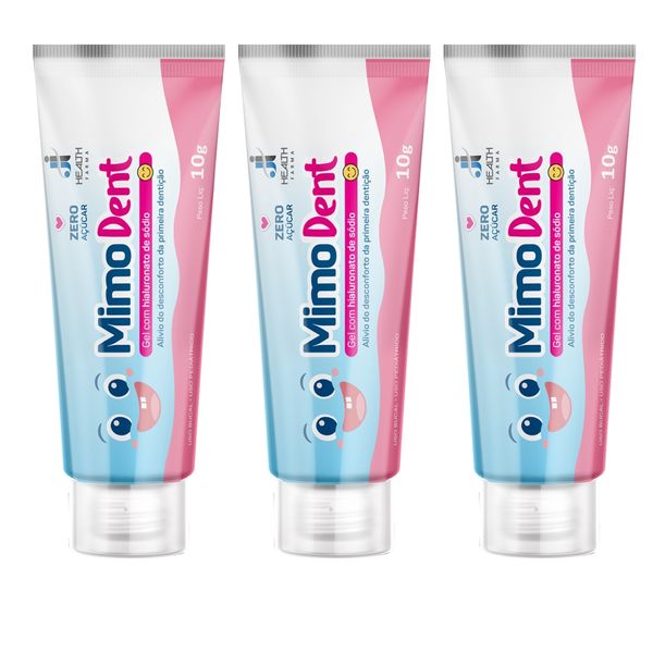 Mimodent Gel 10g J I Health - Gel Dental Gengivas Dos Bebês Kit 3 unidades