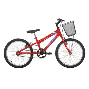 Bicicleta Aro 20 Kiss Mountain Bike Quadro Aço 1 Marcha V-Brake Vermelho Coke Free Action Bicicleta Kiss Mountain Bike Aro 20 Quadro Aço 1 Marcha Vermelho Coke Free Action