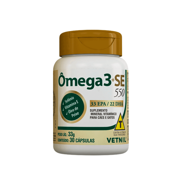 Ômega 3+SE 550 Suplemento Cães e Gatos 30 cápsulas