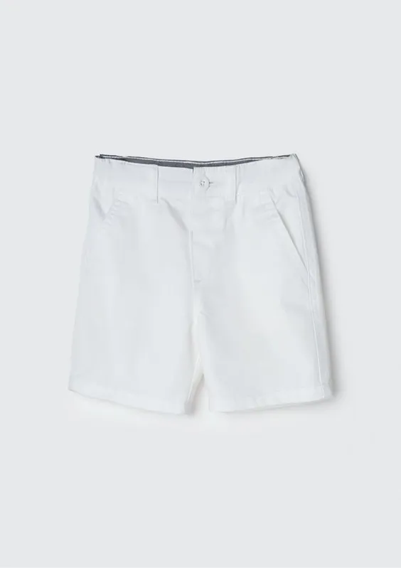Bermuda Infantil Menino Toddler Chino Em Sarja - Branco 003