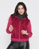 Casaco Feminino Capuz Pelinho Rosa Escuro G