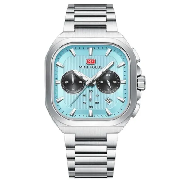 Relógio de Pulso Masculino Analógico de Quartzo Pulseira de Aço Inox Ponteiros Luminosos Azul Mini Focus Relógio de Pulso Masculino Analógico Aço Inox Ponteiros Luminosos Azul Mini Focus