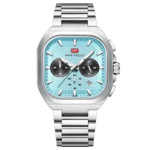 Relógio de Pulso Masculino Analógico de Quartzo Pulseira de Aço Inox Ponteiros Luminosos Azul Mini Focus Relógio de Pulso Masculino Analógico Aço Inox Ponteiros Luminosos Azul Mini Focus