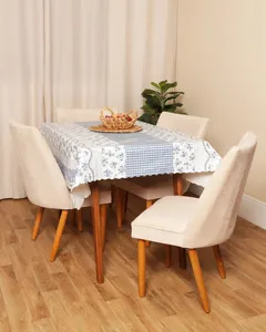 Toalha De Mesa Quadrada 138cm x 138cm Térmica Salehtex Estampada Azul UN
